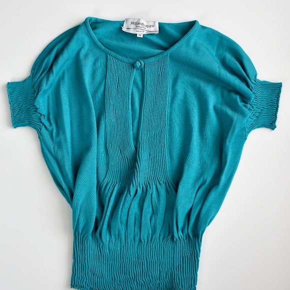 Yves Saint Laurent Teal Green Merino Wool Sweater - Picture 3 of 9
